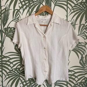 Vintage Elle Paris Cotton Linen Blouse